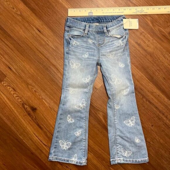 Tucker + Tate Girls Size 5 Flare Leg Jeans Light Wash Butterflies - Picture 6 of 9